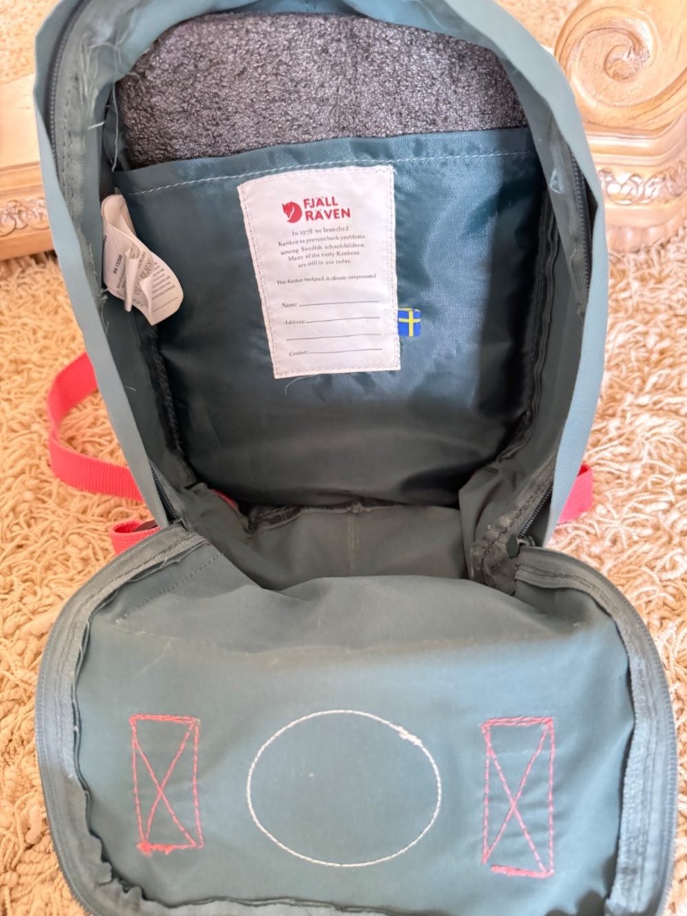 Fjallraven Kanken Mini Backpack Green Pink Adjustable Straps Small School Travel - Picture 7 of 13